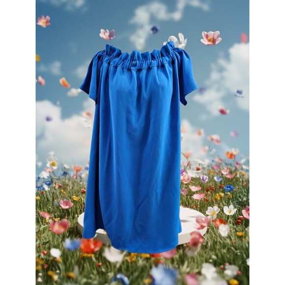 Pleione Tops - PLEIONE Petite Large Off Shoulder Shift Mini Dress Ruffle Collar Women's NEW NWT